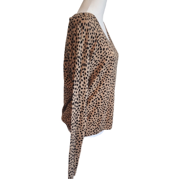 ATM Anthony Thomas Melilo Cotton & Cashmere Blend V-Neck Animal Print Sweater - Picture 7 of 13